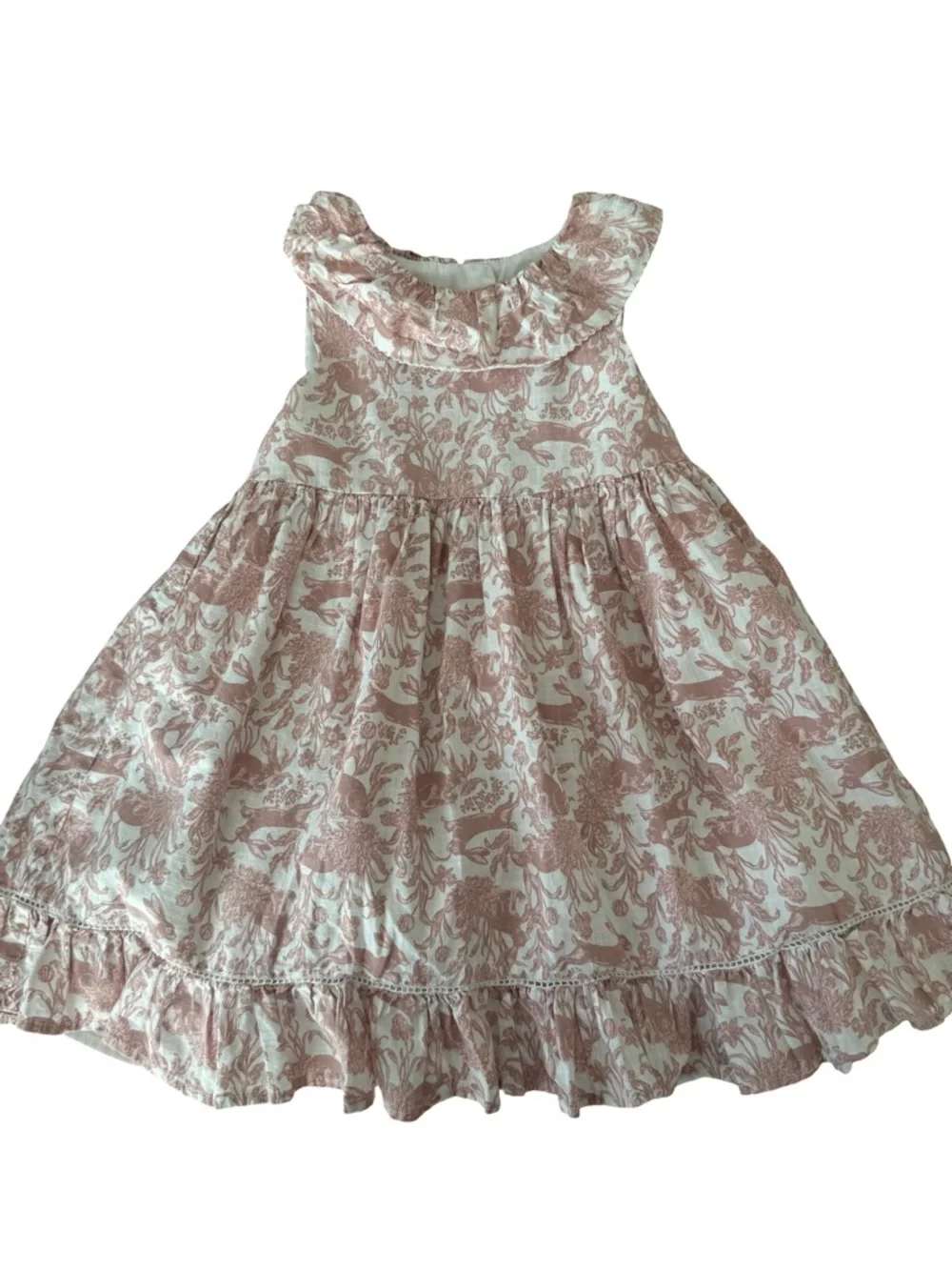 Girls 5T Pink Floral Ruffle Dress Cottagecore Sleeveless Party Easter - Picture 3 of 9